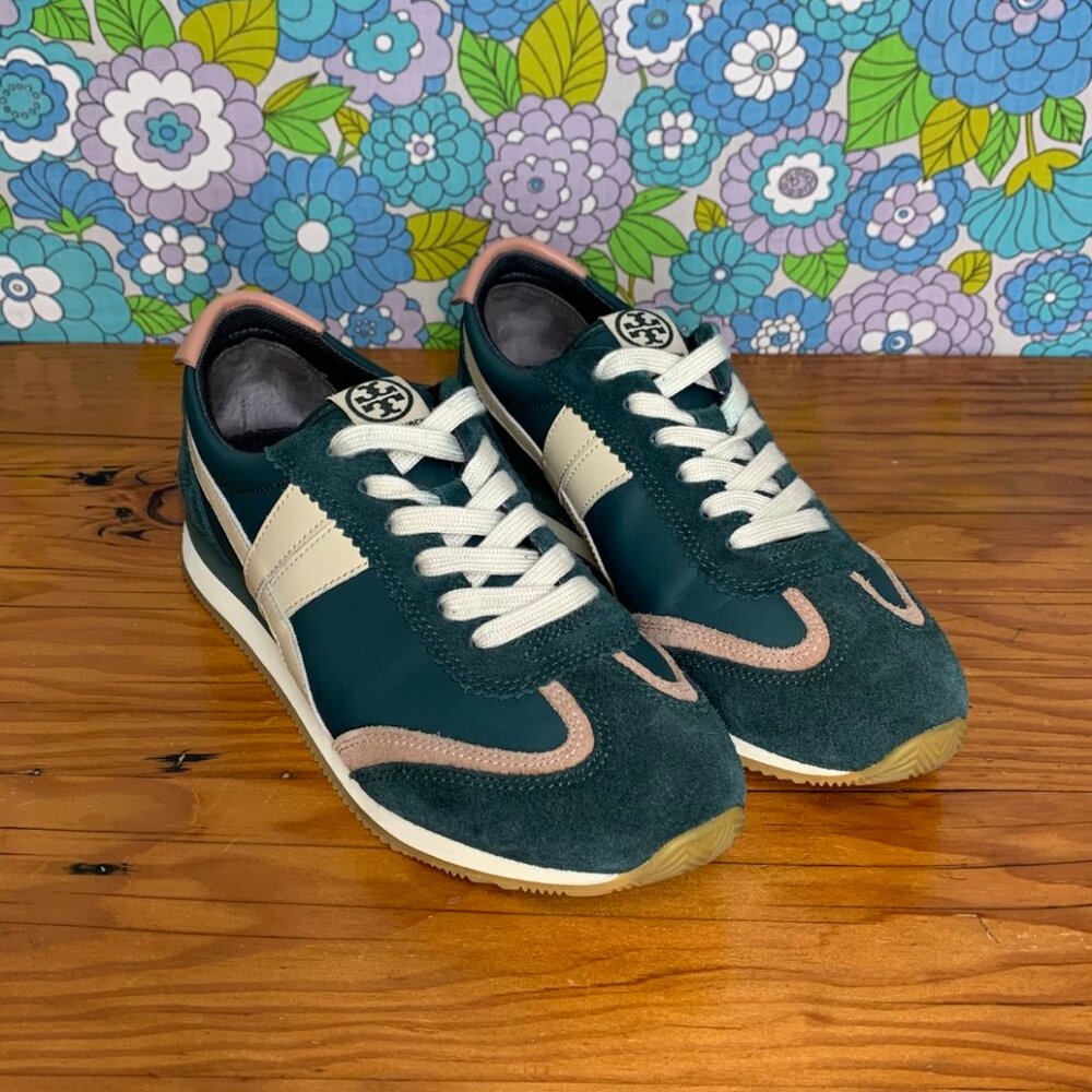 Tory Burch Hank Sneaker in Bottle Green /Pink Moon Size:8.5